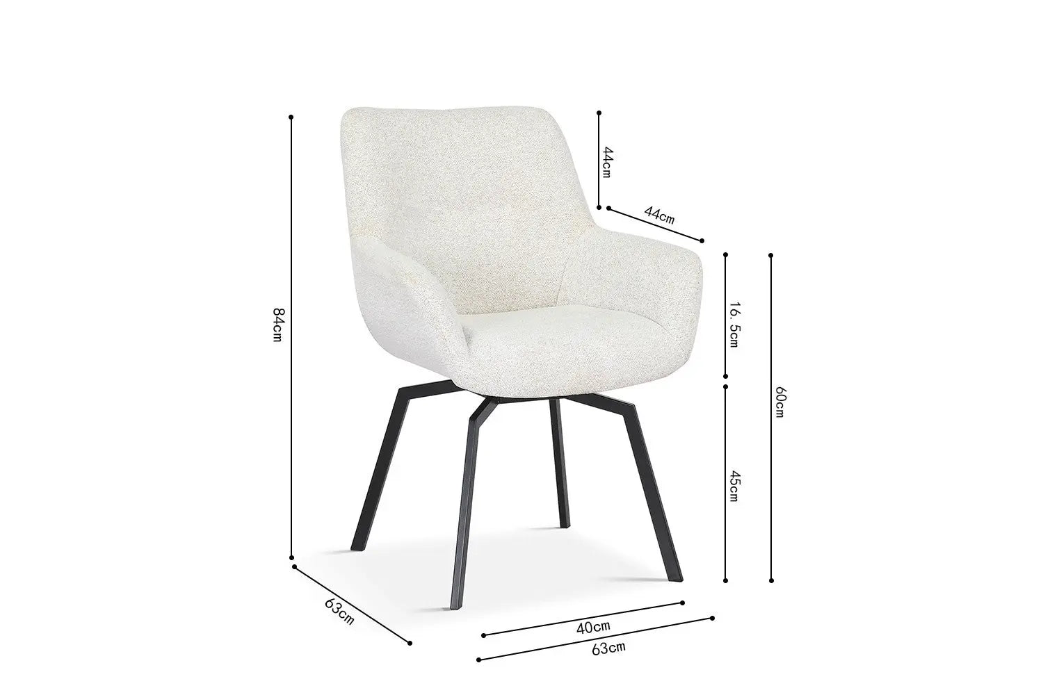 Chaise de Salle à Manger Pivotante MODESTY en Velours Ecru - 63 x 63 cm ROUSSEAU