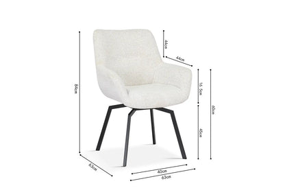 Chaise de Salle à Manger Pivotante MODESTY en Velours Ecru - 63 x 63 cm ROUSSEAU