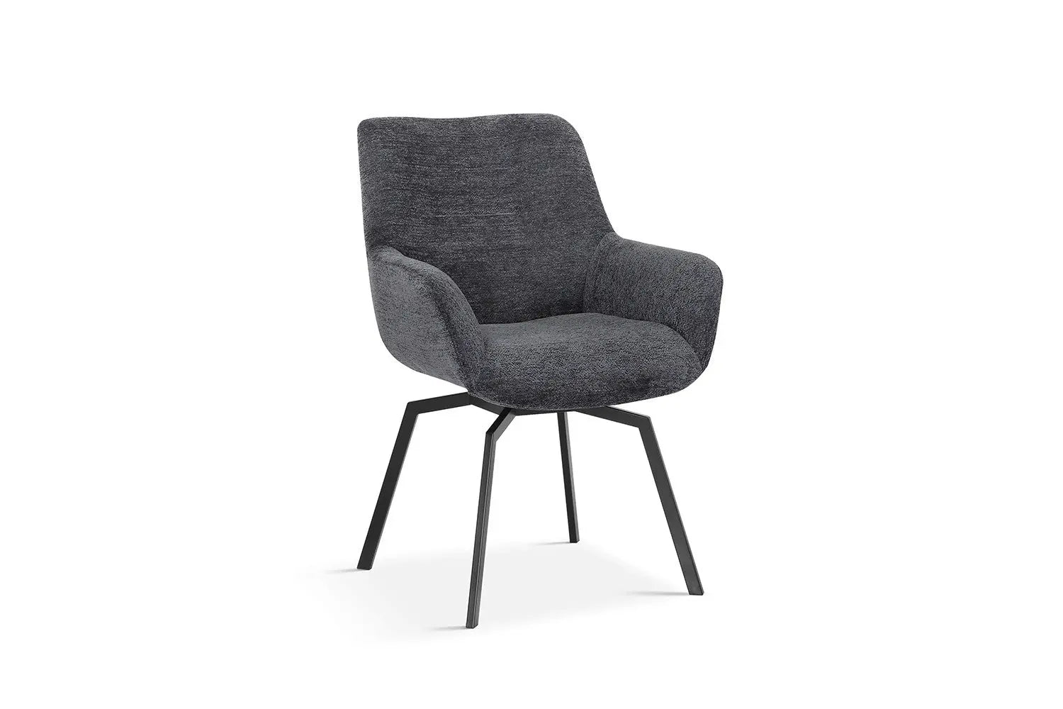 Chaise de Salle à Manger Pivotante MODESTY en Velours Gris Foncé - 63 x 63 cm ROUSSEAU
