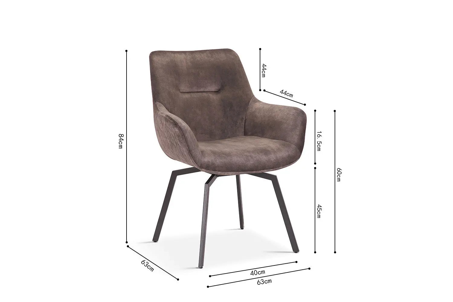 Chaise de Salle à Manger Pivotante MODESTY en Velours Taupe - 63 x 63 cm ROUSSEAU