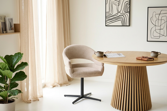 Chaise de Salle à Manger Pivotante avec Pieds Noirs DOVER Sable Chiné - 60 x 58 cm HOUSE NORDIC