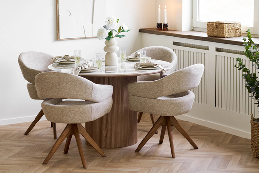 Chaise de Salle à Manger Pivotante avec Pieds en Chêne Brun DOVER Sable Chiné - 61 x 58cm HOUSE NORDIC