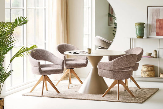 Chaise de Salle à Manger Pivotante avec Pieds en Chêne Naturel DOVER Brun - 61 x 58cm HOUSE NORDIC