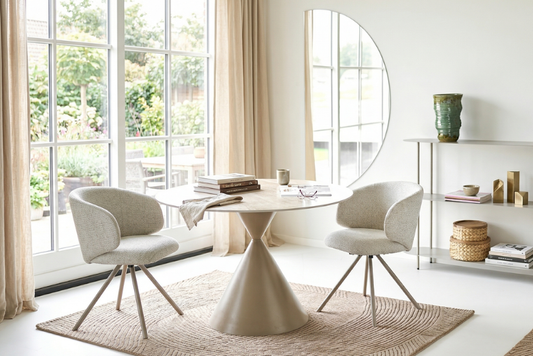 Chaise de Salle à Manger Pivotante avec Pieds et Tissu Sable FULHAM - 60 x 53 cm HOUSE NORDIC