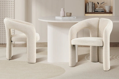 Chaise de Salle à Manger avec Accoudoirs BEJAYA en Tissu Ecru - 63 x 62 cm ROUSSEAU
