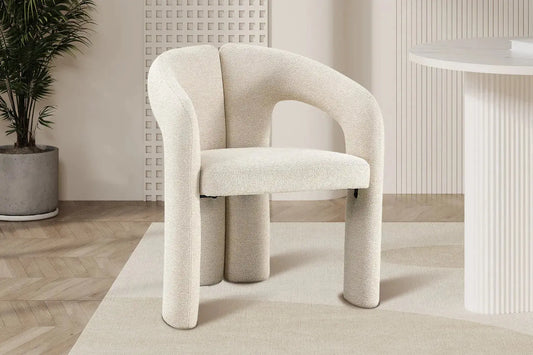 Chaise de Salle à Manger avec Accoudoirs BEJAYA en Tissu Ecru - 63 x 62 cm ROUSSEAU