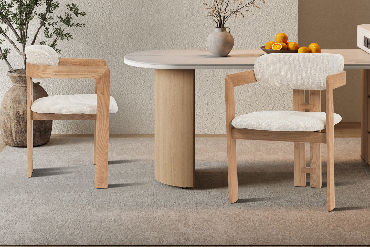 Chaise de Salle à Manger en Bois de Frêne Naturel CAMILLE Beige - 56 x 52 cm ROUSSEAU