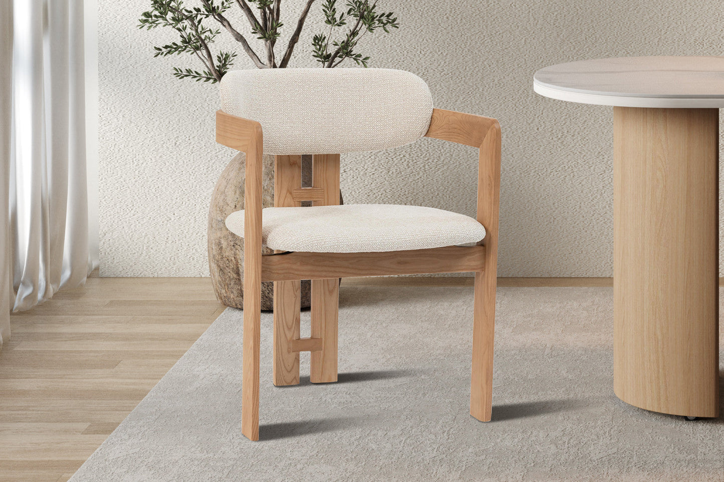 Chaise de Salle à Manger en Bois de Frêne Naturel CAMILLE Beige - 56 x 52 cm ROUSSEAU