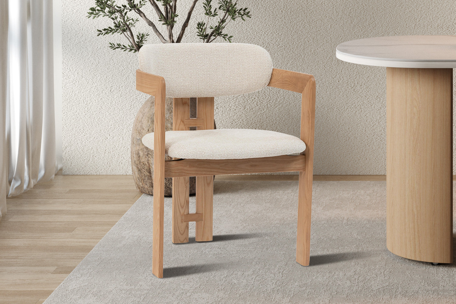 Chaise de Salle à Manger en Bois de Frêne Naturel CAMILLE Beige - 56 x 52 cm ROUSSEAU