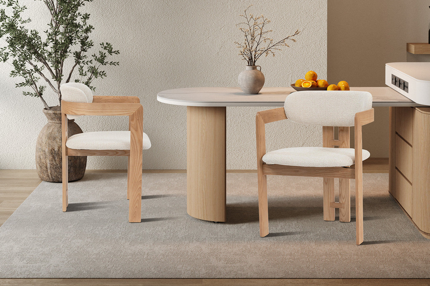 Chaise de Salle à Manger en Bois de Frêne Naturel CAMILLE Beige - 56 x 52 cm ROUSSEAU