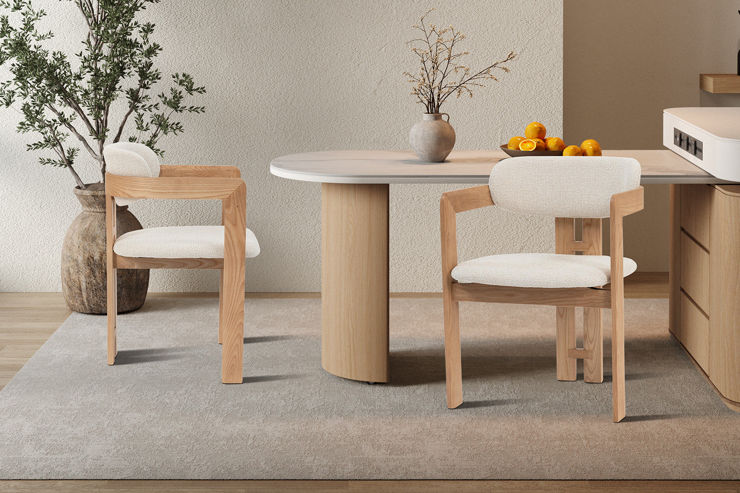 Chaise de Salle à Manger en Bois de Frêne Naturel CAMILLE Beige - 56 x 52 cm ROUSSEAU