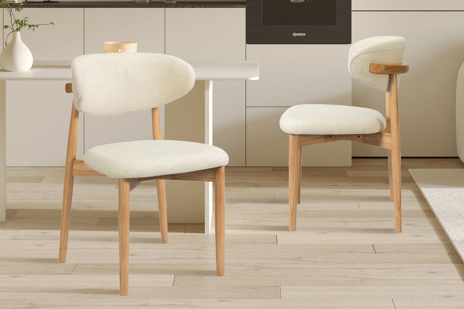 Chaise de Salle à Manger en Bois de Frêne Naturel CLARA Beige - 50 x 56 cm ROUSSEAU