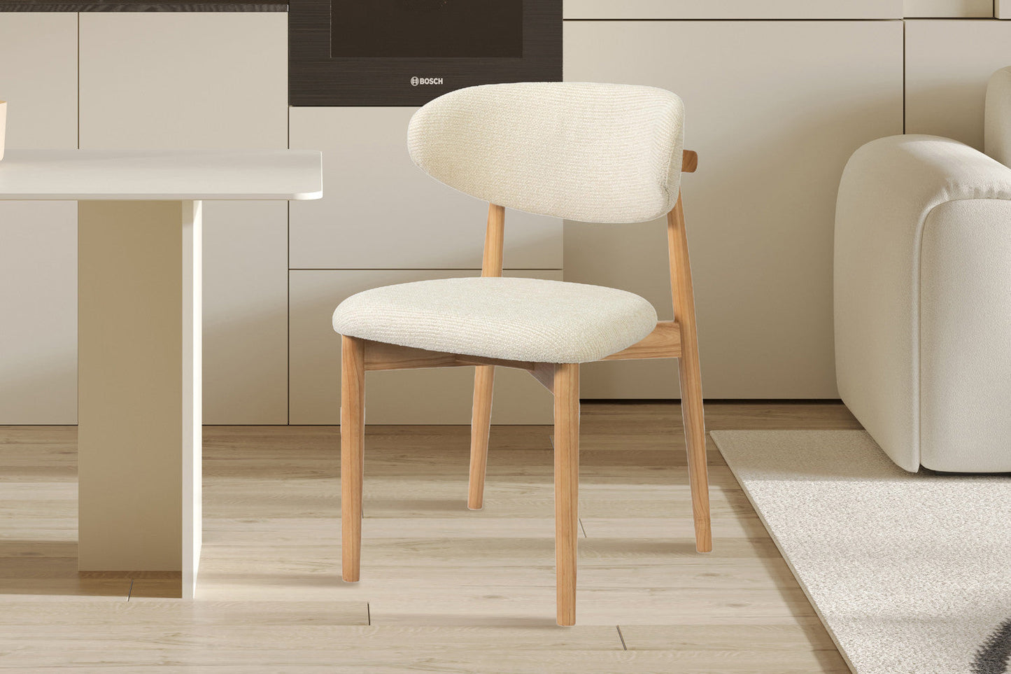 Chaise de Salle à Manger en Bois de Frêne Naturel CLARA Beige - 50 x 56 cm ROUSSEAU