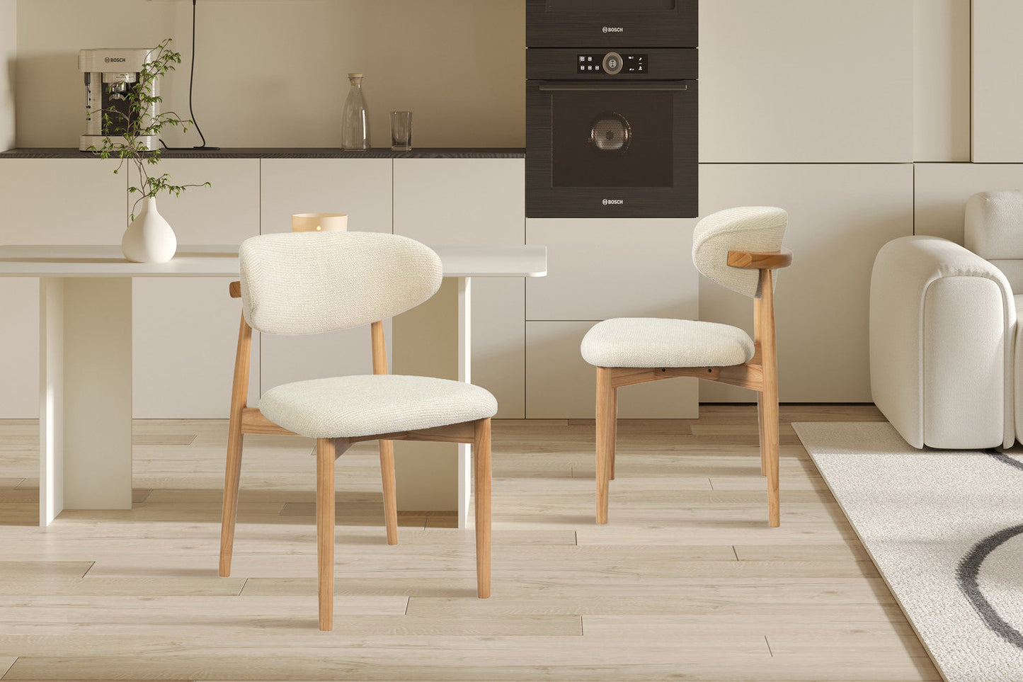 Chaise de Salle à Manger en Bois de Frêne Naturel CLARA Beige - 50 x 56 cm ROUSSEAU