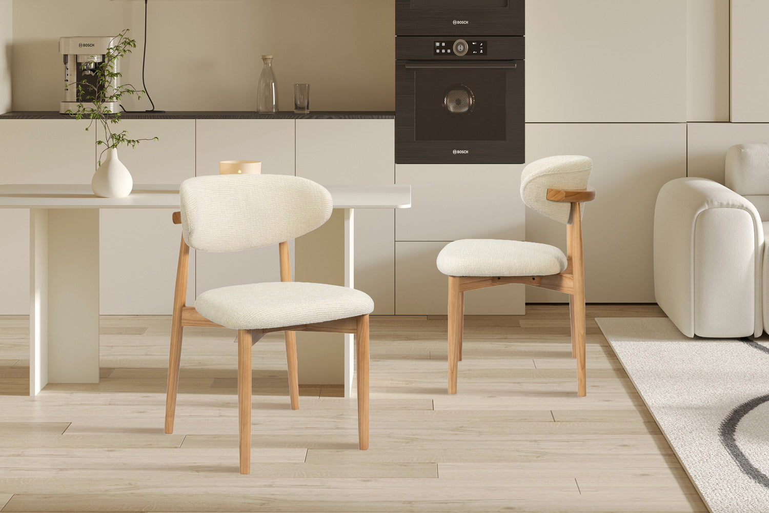 Chaise de Salle à Manger en Bois de Frêne Naturel CLARA Beige - 50 x 56 cm ROUSSEAU