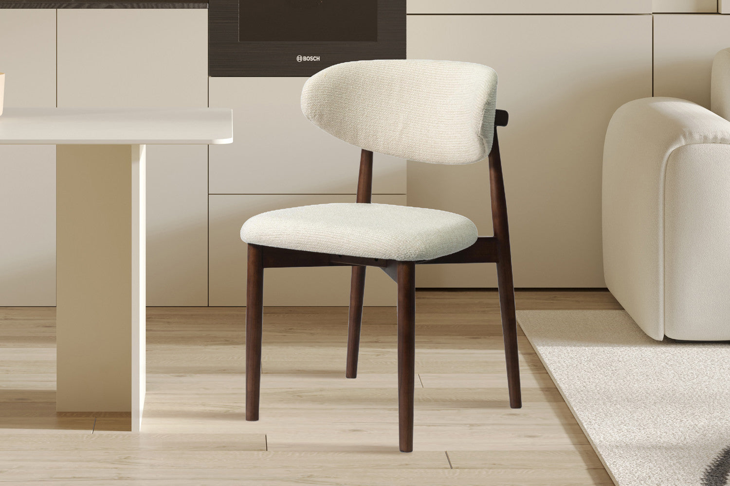 Chaise de Salle à Manger en Bois de Frêne et Noyer CLARA Beige - 50 x 56 cm ROUSSEAU