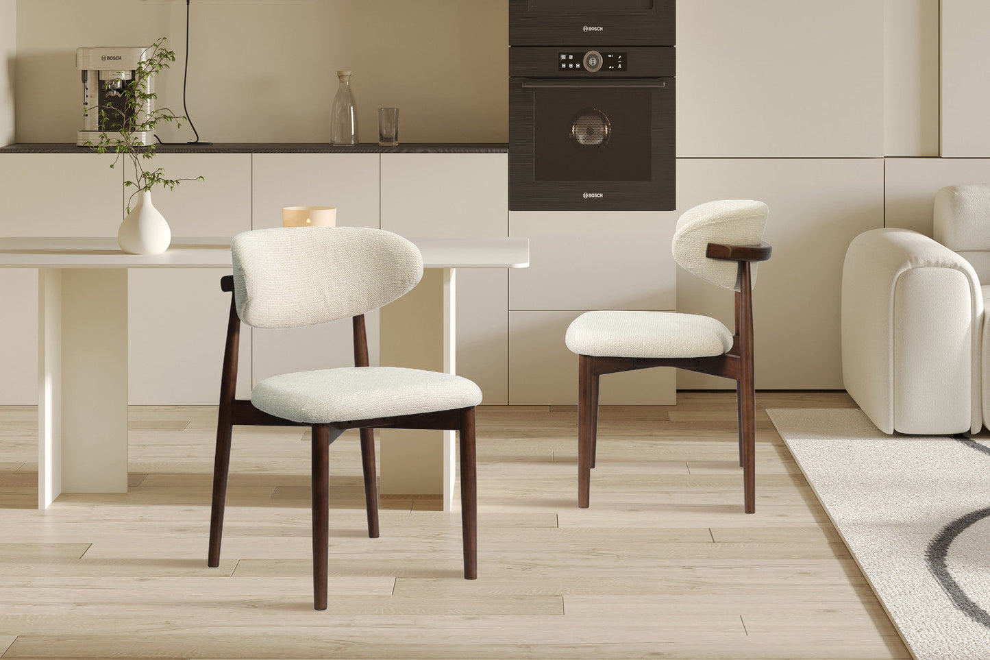 Chaise de Salle à Manger en Bois de Frêne et Noyer CLARA Beige - 50 x 56 cm ROUSSEAU