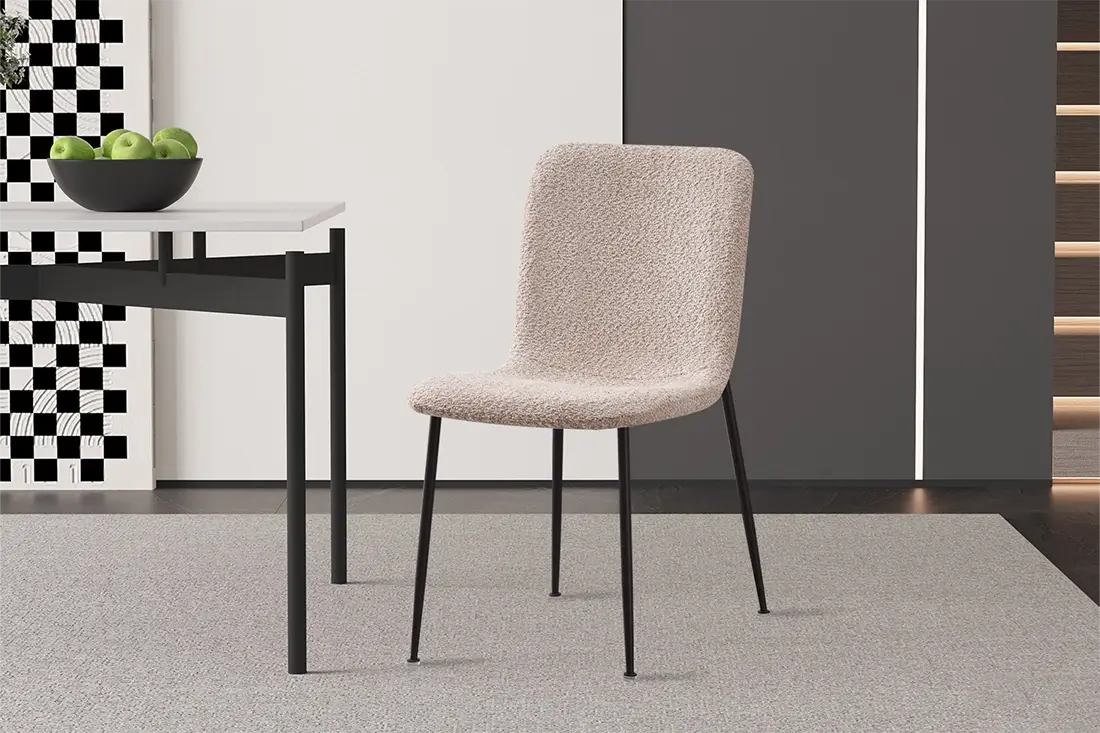 Chaise de salle à manger ALICYA en Tissu Bouclé Beige - 42 x 57 cm ROUSSEAU