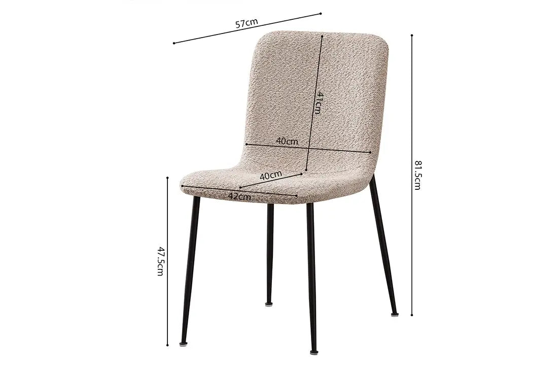 Chaise de salle à manger ALICYA en Tissu Bouclé Beige - 42 x 57 cm ROUSSEAU