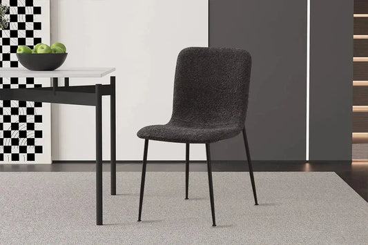 Chaise de salle à manger ALICYA en Tissu Bouclé Gris - 42 x 57 cm ROUSSEAU