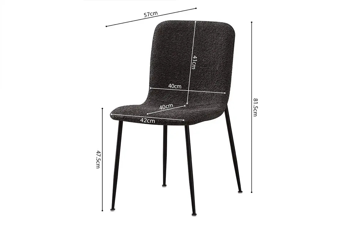 Chaise de salle à manger ALICYA en Tissu Bouclé Gris - 42 x 57 cm ROUSSEAU