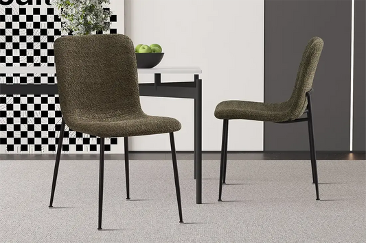 Chaise de salle à manger ALICYA en Tissu Bouclé Vert - 42 x 57 cm ROUSSEAU