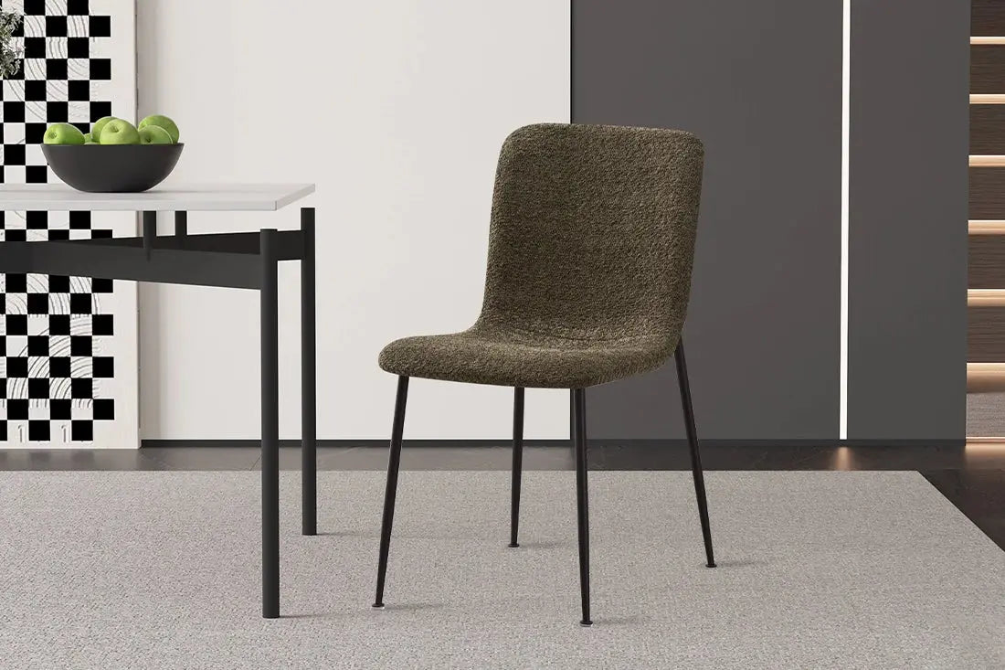 Chaise de salle à manger ALICYA en Tissu Bouclé Vert - 42 x 57 cm ROUSSEAU