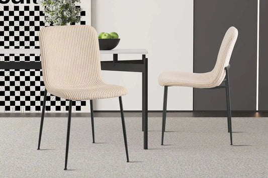 Chaise de salle à manger ALICYA en Tissu Corduroy Beige - 42 x 57 cm ROUSSEAU