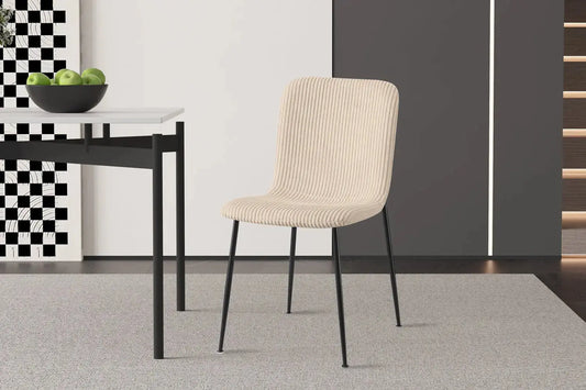 Chaise de salle à manger ALICYA en Tissu Corduroy Beige - 42 x 57 cm ROUSSEAU