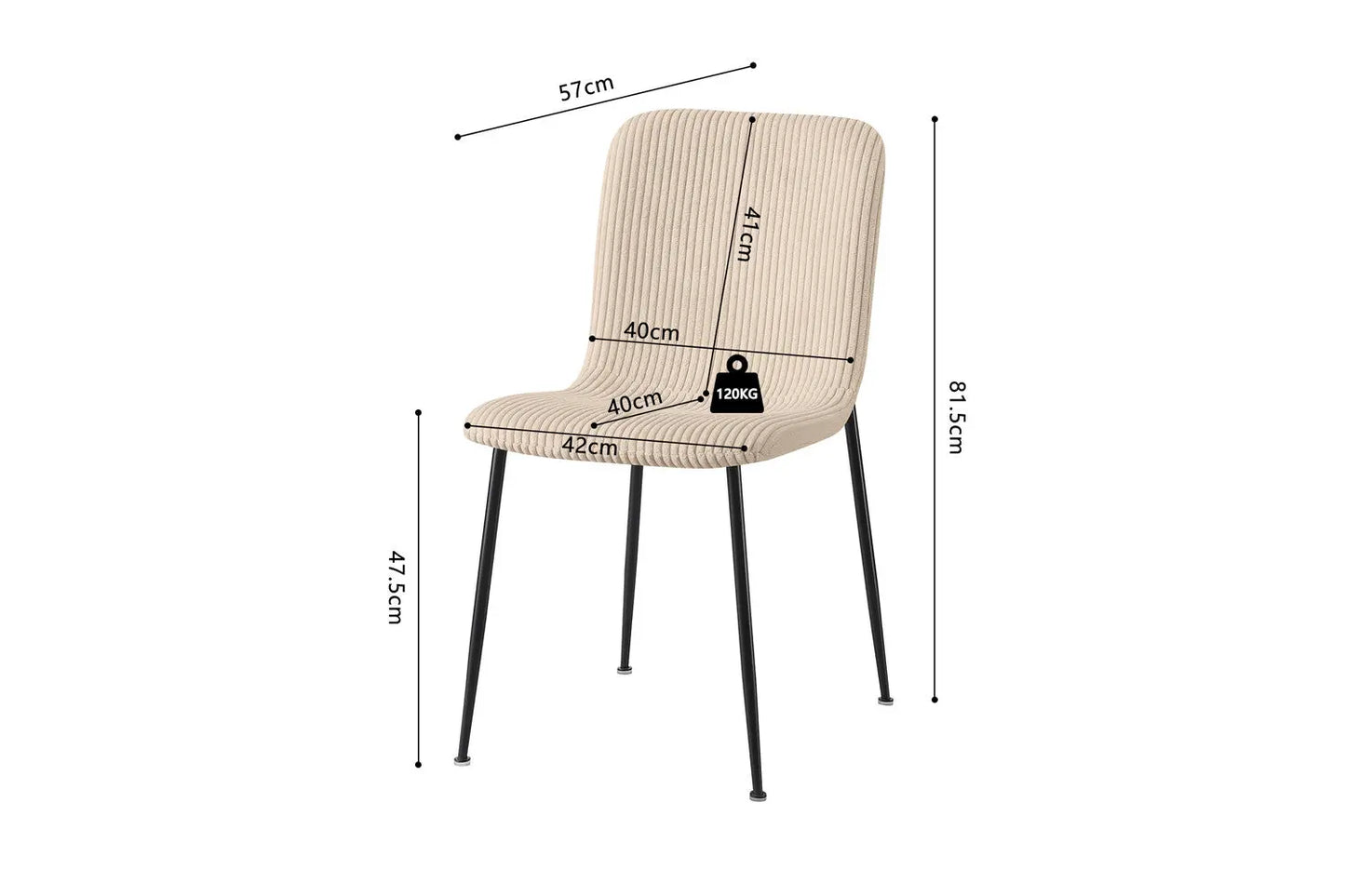 Chaise de salle à manger ALICYA en Tissu Corduroy Beige - 42 x 57 cm ROUSSEAU