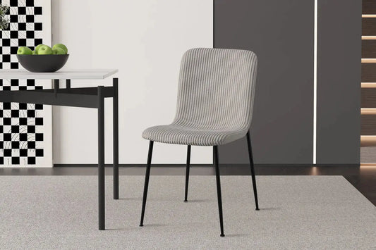Chaise de salle à manger ALICYA en Tissu Corduroy Gris Clair - 42 x 57 cm ROUSSEAU