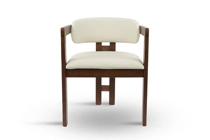Chaise de salle à manger BERGAMO Effet Bois Chêne Foncé et Velours Beige - 45 x 53 cm MAISON DES MEUBLES