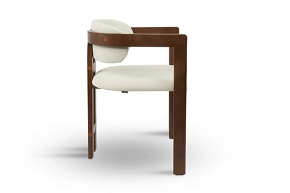 Chaise de salle à manger BERGAMO Effet Bois Chêne Foncé et Velours Beige - 45 x 53 cm MAISON DES MEUBLES