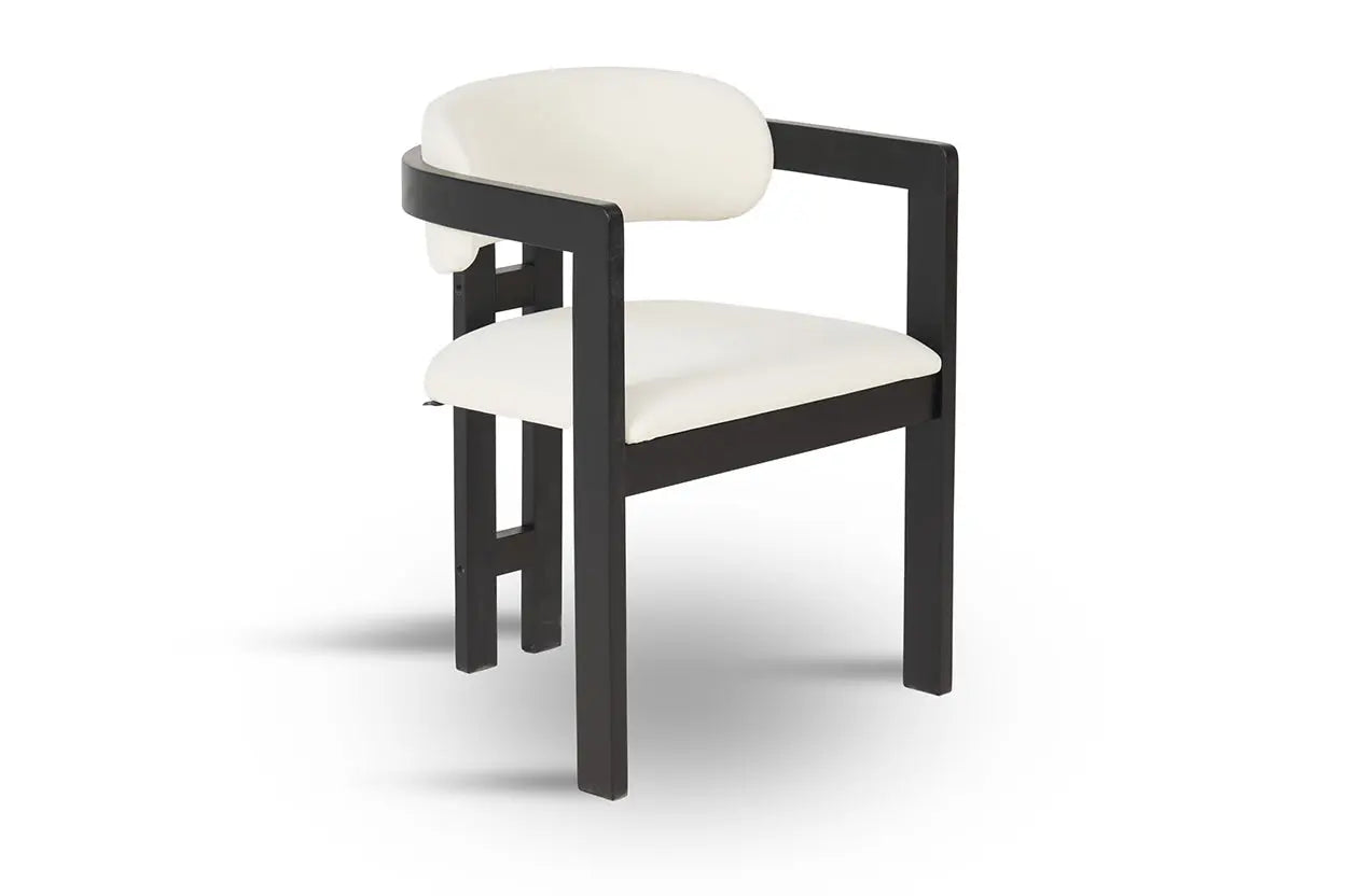 Chaise de salle à manger BERGAMO Effet Bois Noir et Velours Beige - 45 x 53 cm MAISON DES MEUBLES