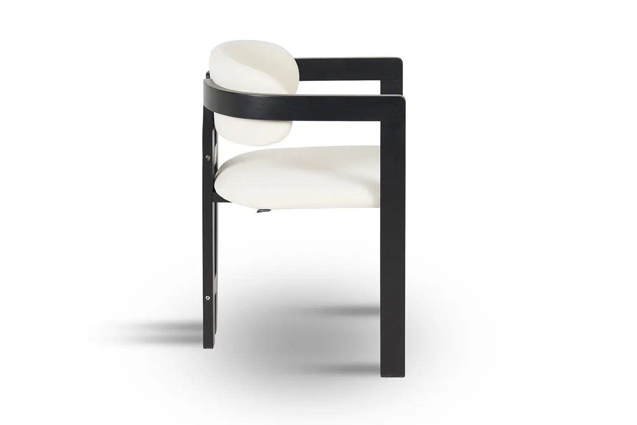 Chaise de salle à manger BERGAMO Effet Bois Noir et Velours Beige - 45 x 53 cm MAISON DES MEUBLES