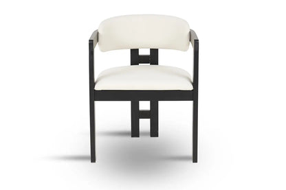 Chaise de salle à manger BERGAMO Effet Bois Noir et Velours Beige - 45 x 53 cm MAISON DES MEUBLES