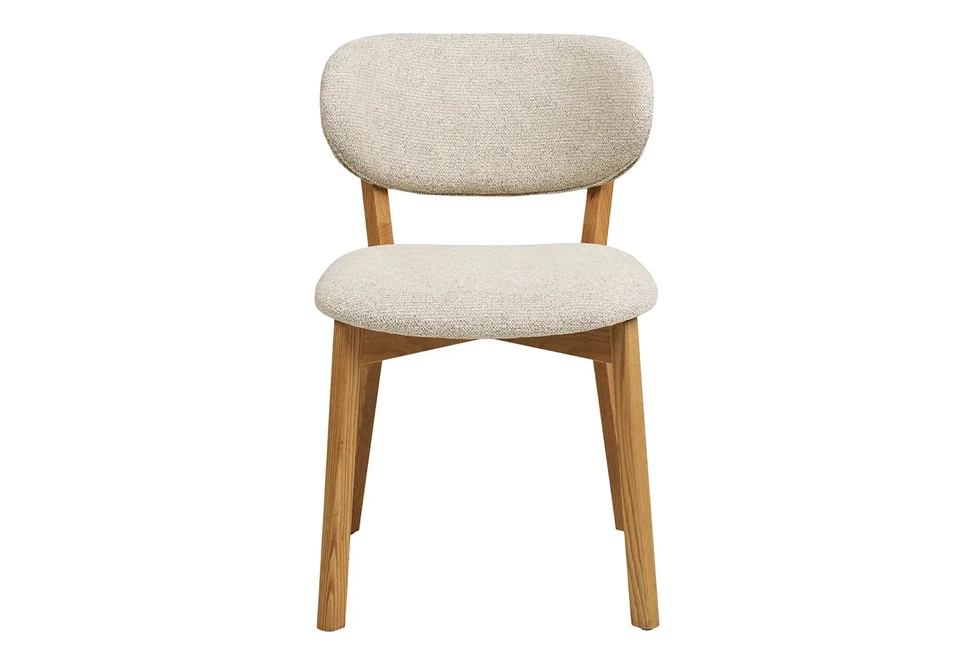 Chaise de salle à manger DUNKIRK Effet Bois Chêne Clair et Tissu Écru - 52 x 59 cm HOUSE NORDIC