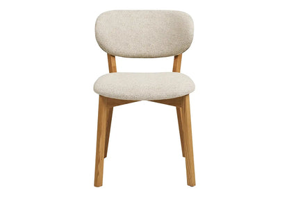 Chaise de salle à manger DUNKIRK Effet Bois Chêne Clair et Tissu Écru - 52 x 59 cm HOUSE NORDIC