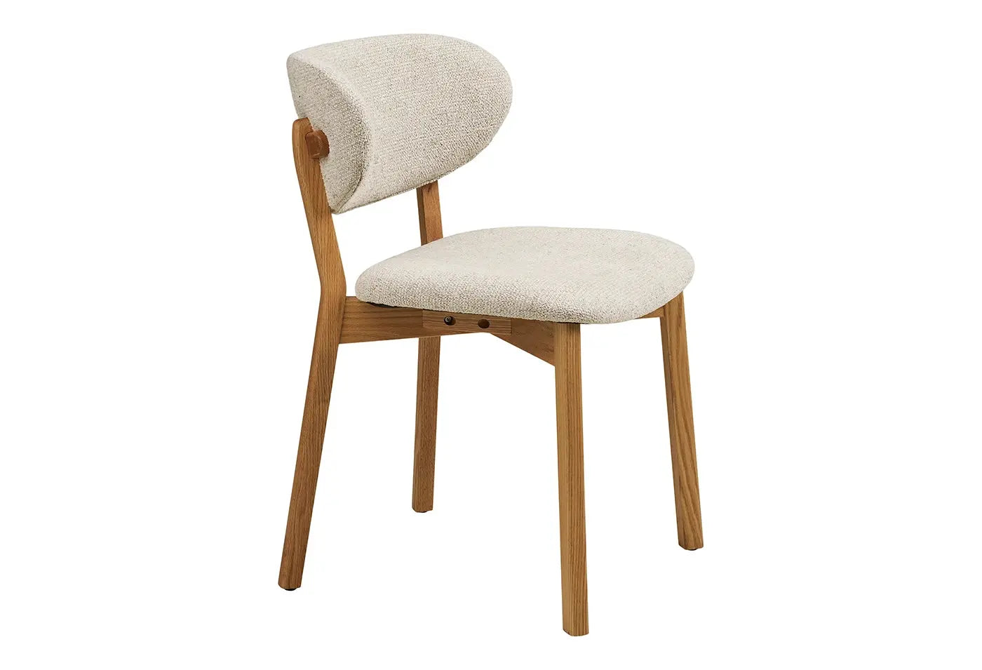 Chaise de salle à manger DUNKIRK Effet Bois Chêne Clair et Tissu Écru - 52 x 59 cm HOUSE NORDIC