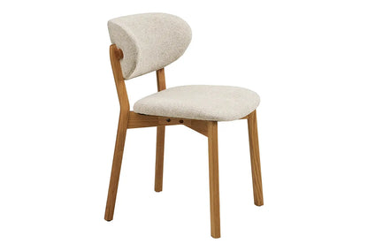 Chaise de salle à manger DUNKIRK Effet Bois Chêne Clair et Tissu Écru - 52 x 59 cm HOUSE NORDIC