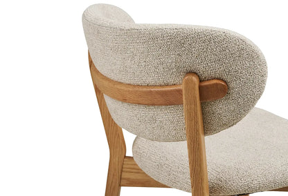 Chaise de salle à manger DUNKIRK Effet Bois Chêne Clair et Tissu Écru - 52 x 59 cm HOUSE NORDIC