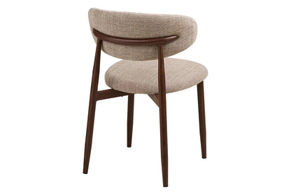 Chaise de salle à manger LEVENTO Effet Bois Chêne Foncé et Tissu Écru - 46 x 44 cm HOUSE NORDIC