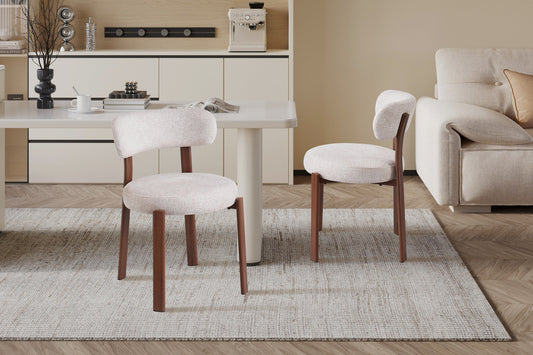 Chaise de salle à manger SAFYA Effet Bois Noyer et Tissu Beige - vue principale