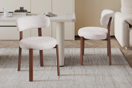 Chaise SAFYA Noyer Tissu Beige - vue de face