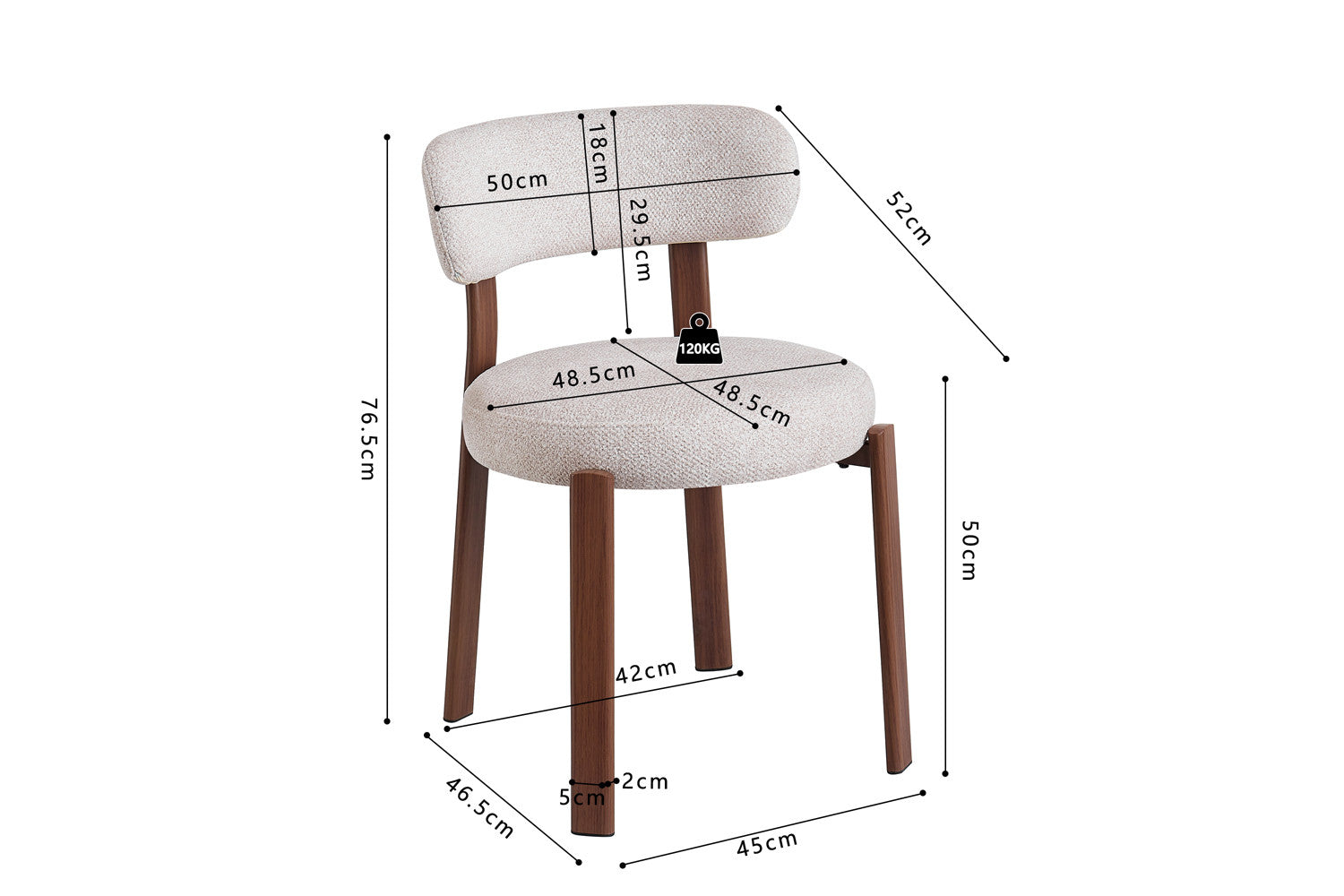 Chaise SAFYA Noyer Tissu Beige - vue lifestyle décoration intérieure