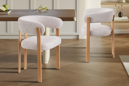 Chaise avec accoudoirs SAFYA Effet Bois Naturel et Tissu Beige - vue principale