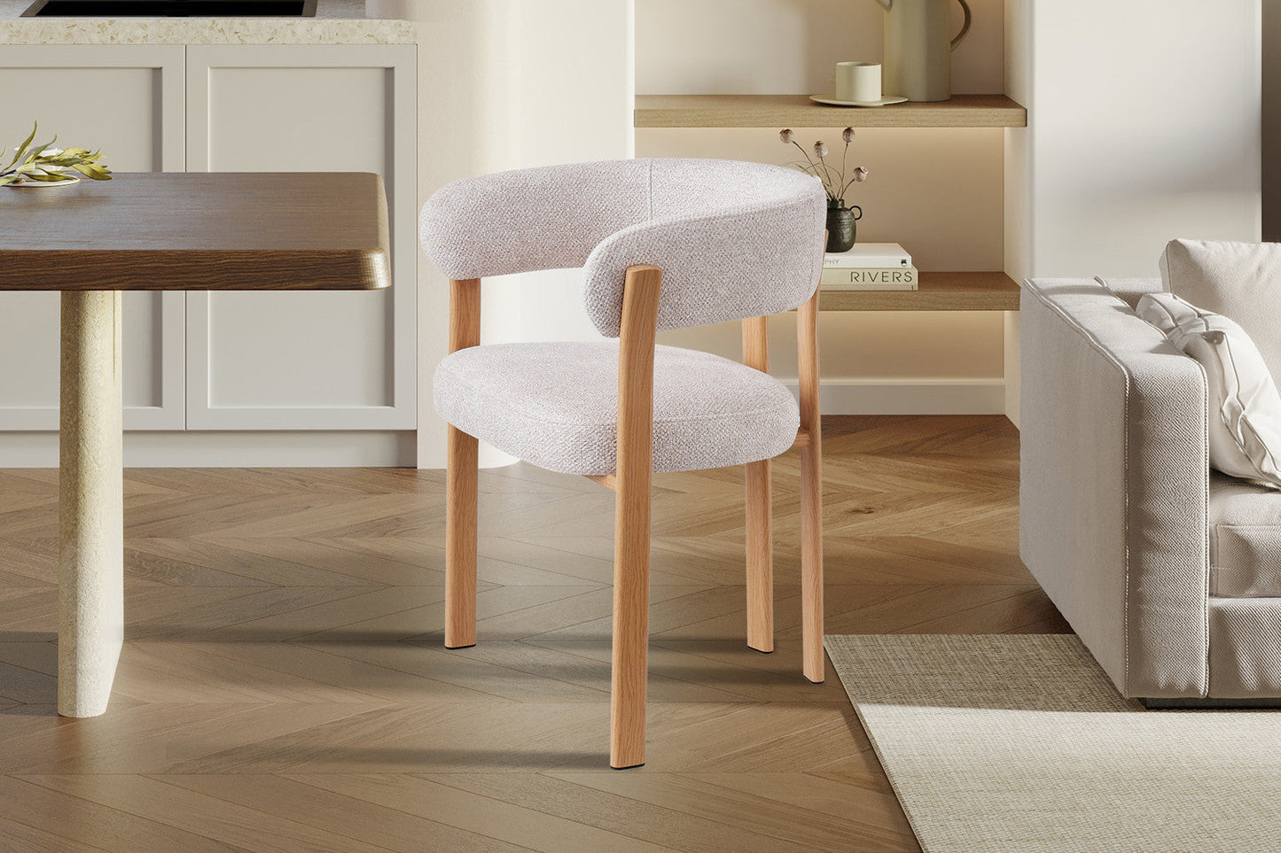 Chaise avec accoudoirs SAFYA Naturel Beige - vue de face
