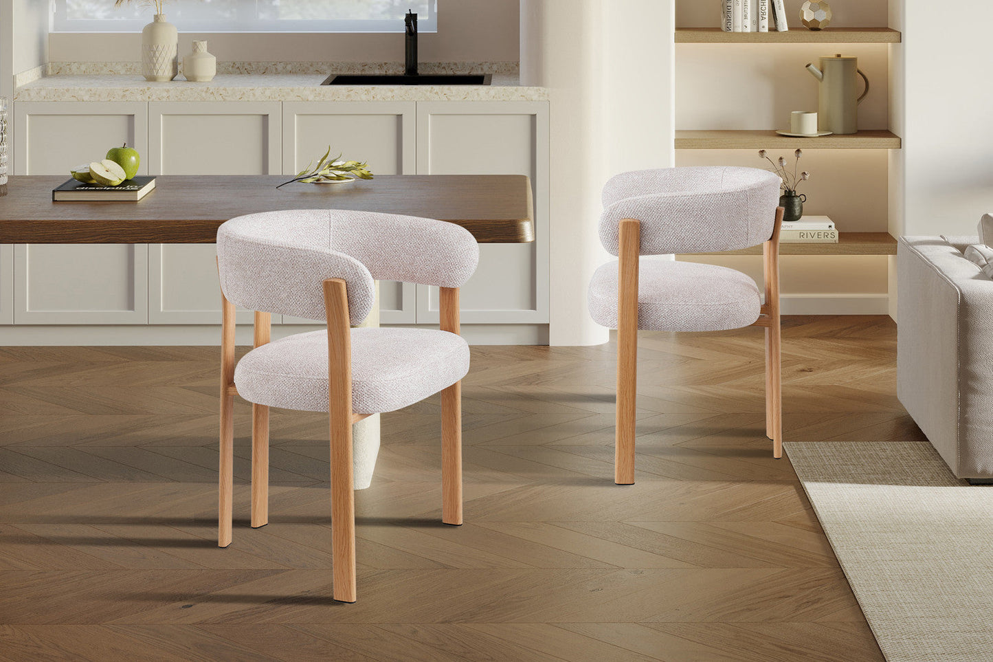Chaise avec accoudoirs SAFYA Naturel Beige - vue côté