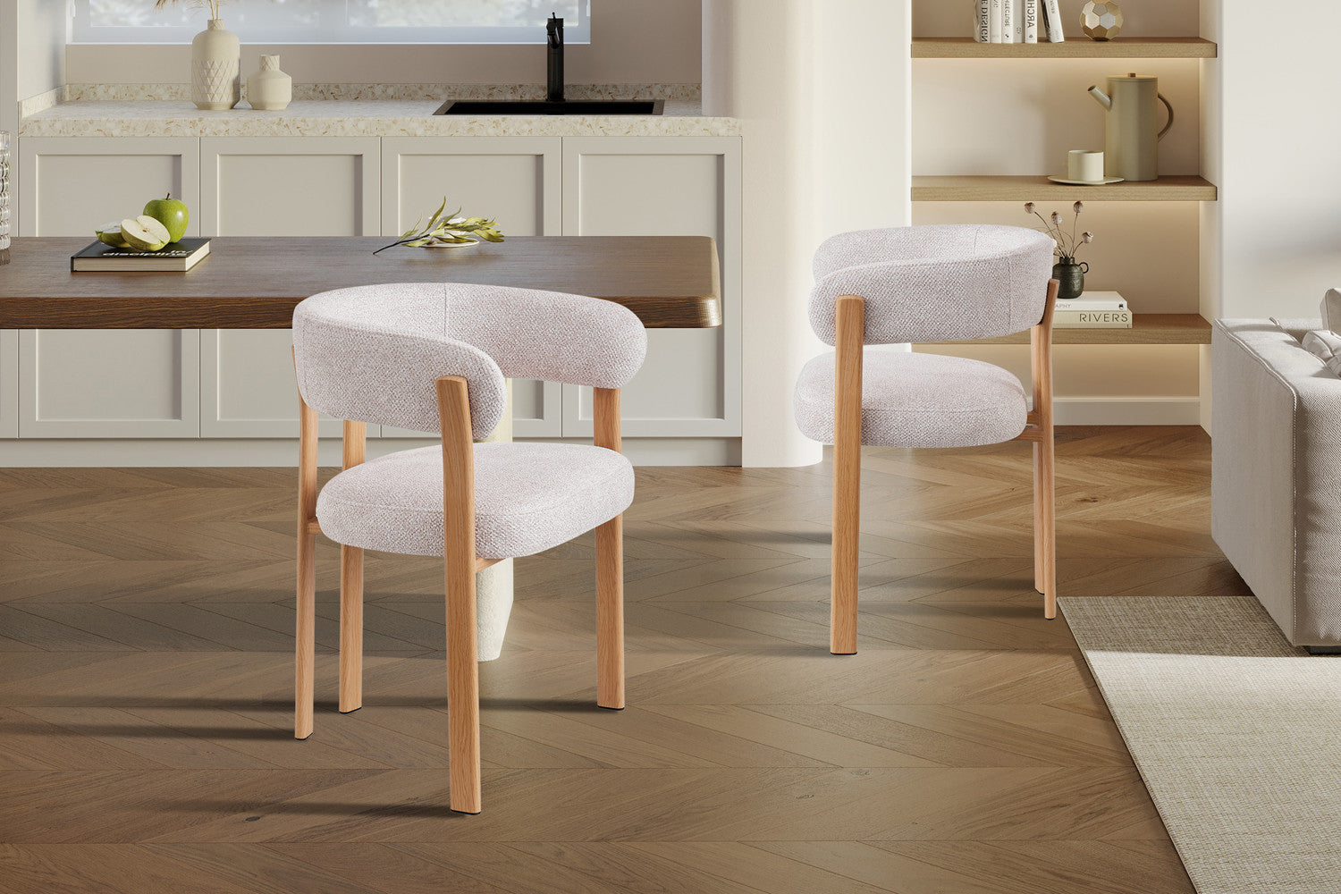 Chaise avec accoudoirs SAFYA Naturel Beige - vue côté