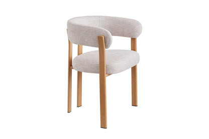 Chaise avec accoudoirs SAFYA Naturel Beige - détail assise tissu Fabb
